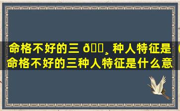 命格不好的三 🕸 种人特征是（命格不好的三种人特征是什么意 🪴 思）